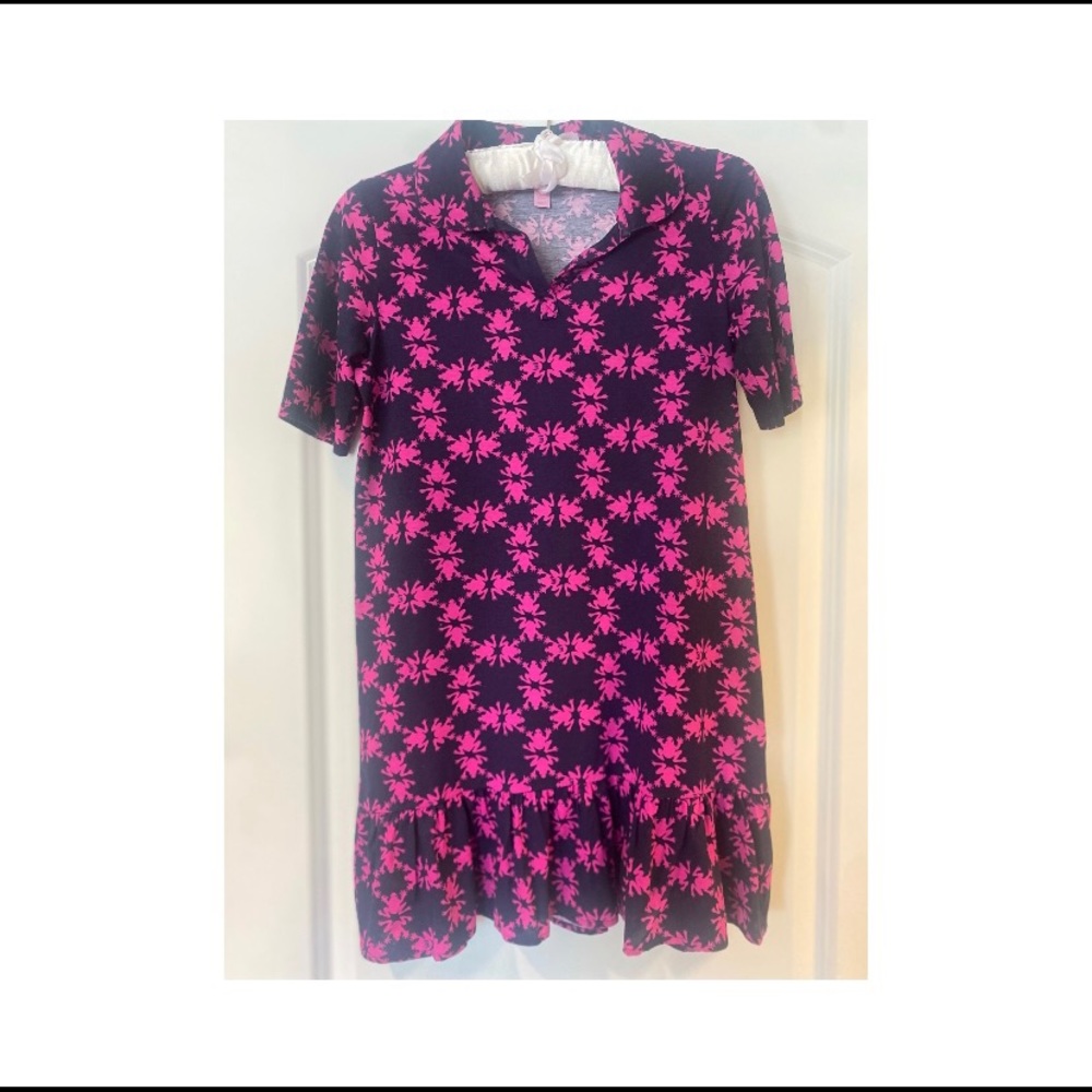 Lilly Pulitzer Girls Polina Navy Polo Dress in Get Hoppy